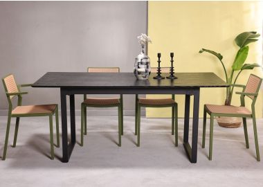 שולחן אוכל נפתח 180*90 ס"מ בגוון שחור דגם CLARENCE