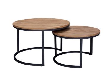 סט שולחנות סלון עגולים 74/59 ס"מ בגוון דבש דגם TWALO