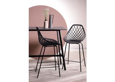 כסא בר פלסטיק שחור משענת גב דגם NET