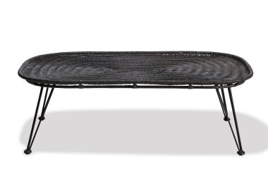 שולחן גינה 56*92 ס"מ ראטן משולב מתכת בגוון שחור דגם HANGOUT