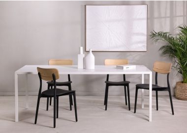 שולחן אוכל עץ אלון לבון מט 100*200 ס"מ דגם SKELLY