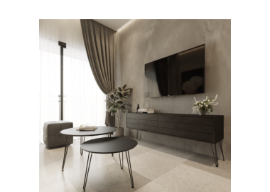 סט מזנון רוחב 2 מטר וזוג שולחנות לסלון קולקציית Black