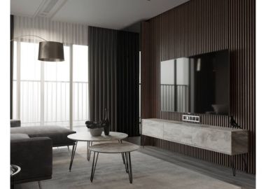 סט מזנון רוחב 1.8 מטר וזוג שולחנות לסלון קולקציית שיש אפור