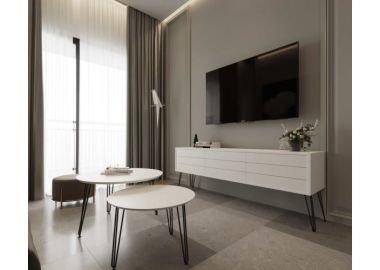 סט מזנון רוחב 1.8 מטר וזוג שולחנות לסלון קולקציית שלג