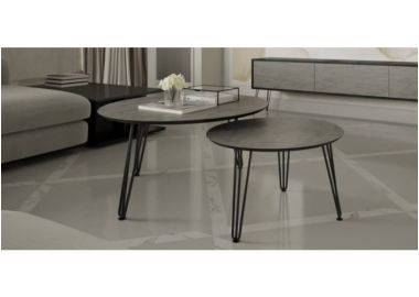 זוג שולחנות סלון קולקציית בטון כהה