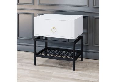 שידה לחדר השינה בעיצוב יוקרתי דגם מפל גוון לבן בשילוב שחור