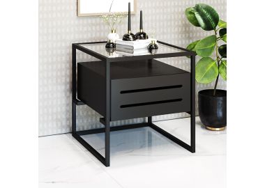 שידה לחדר השינה עם מדף זכוכית בעיצוב יוקרתי דגם גל