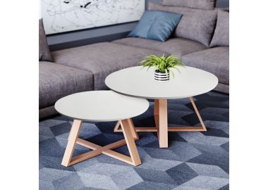 זוג שולחנות לסלון דגם יופיטר שלג