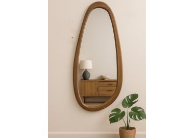 מראת עץ אליפסה יוקרתית עם מסגרת עץ