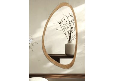 מראה אמורפית משולשת מסגרת עץ