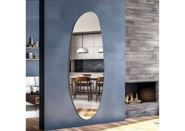 מראה טיפה גדולה עם מסגרת מתכת שחורה