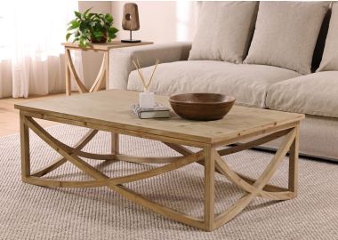 שולחן סלון מלבני 140 ס"מ עץ אשוח בגוון טבעי דגם מרקו