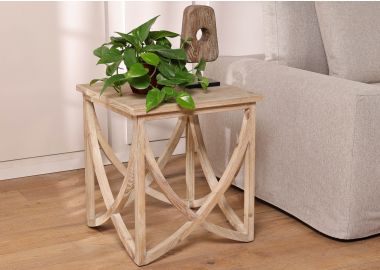 שולחן צד מרובע 55 ס"מ עץ אשוח בגוון טבעי דגם מרקו