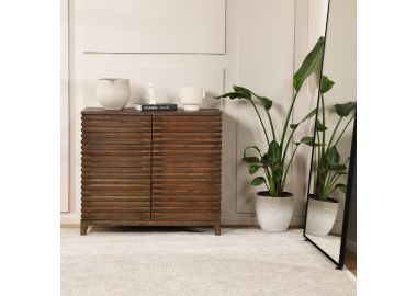 שידה 2 דלתות 96 ס"מ עץ אשוח בגוון חום כהה דגם סטפס