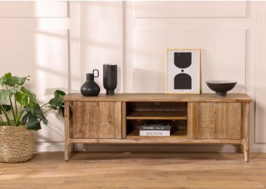 מזנון 165 ס"מ עץ אורן ממוחזר בגוון טבעי דגם סקיילז