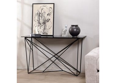 קונסולה 135 ס"מ זכוכית משולבת מתכת בגוון שחור דגם MESH