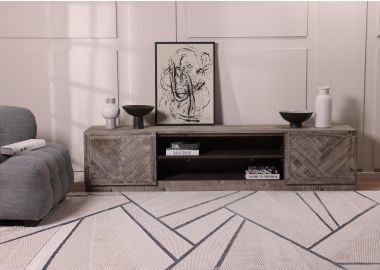 מזנון 220 ס"מ עץ אשוח ממחוזר בגוון אפור מעושן דגם אורלינס