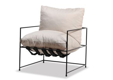 כורסא בד גינה בגוון בז' משולבת מתכת דגם OUTDOOR