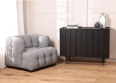 שידת קונסולה 120 ס"מ 2 דלתות+2 מגירות MDF ופורניר אלון בגוון שחור דגם קיוב