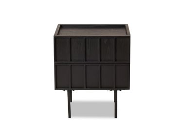 שידת לילה 2 מגירות MDF ופורניר אלון בגוון שחור דגם קיוב