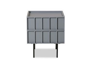 שידת לילה 2 מגירות MDF ופורניר אלון בגוון כחול דגם קיוב