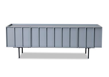 מזנון 160 ס"מ 3 דלתות MDF ופורניר אלון בגוון כחול דגם קיוב