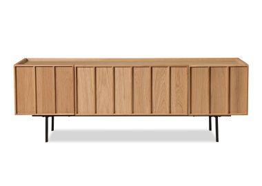 מזנון 160 ס"מ 3 דלתות MDF ופורניר אלון בגוון טבעי דגם קיוב