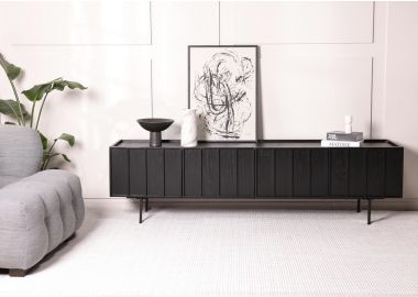 מזנון 200 ס"מ 4 דלתות MDF ופורניר אלון בגוון שחור דגם קיוב