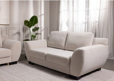 ספה דו מושבית 193 ס"מ בד בגוון קרם דגם אדונה