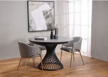 שולחן אוכל עגול נפתח קוטר 120 ס"מ קרמיקה אפור מט דגם אפולו