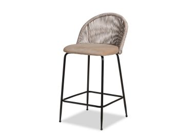 כסא בר ראטן משולב בד קטיפה בגוון אפור דגם קולומבו