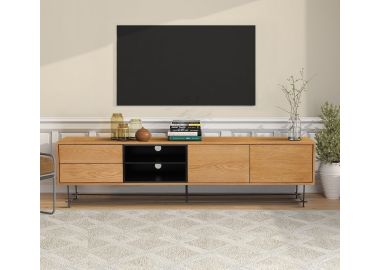 מזנון 220 ס"מ פורניר אלון חזית ומסגרת גוון עץ טבעי דגם מון