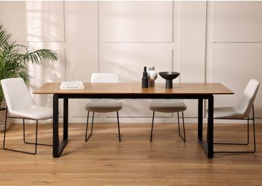 שולחן אוכל נפתח 230 ס"מ פורניר אלון בגוון טבעי דגם זואי