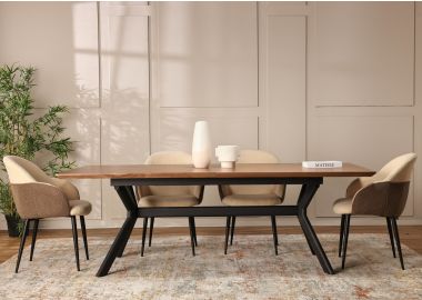 שולחן אוכל נפתח 100*220 ס"מ פורניר אלון בגוון טבעי דגם דאסטי