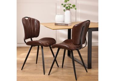 כסא פינת אוכל דמוי עור בגוון חום כהה דגם טוליפ