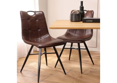 כסא פינת אוכל דמוי עור בגוון חום כהה דגם מרווין