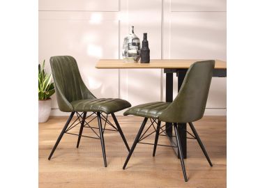 כסא פינת אוכל דמוי עור בגוון ירוק דגם הלנה