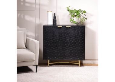 שידה 45*90 ס"מ 2 דלתות עץ שחור דגם רובר