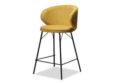 כסא בר בד בגוון צהוב חרדל דגם מינימל