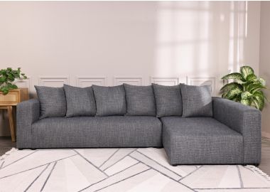 ספה פינתית 300 ס"מ בוקסי ימין בד בגוון כחול ג'ינס