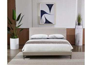 מיטה זוגית 200*160 ס"מ דמוי עור אפור בהיר דגם נירוונה 