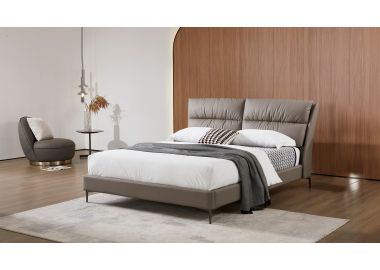 מיטה זוגית 200*160 ס"מ דמוי עור אפור כהה דגם פואטרי 