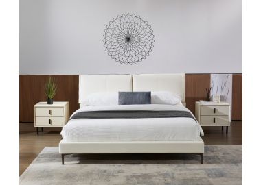 מיטה זוגית 200*160 ס"מ דמוי עור בגוון אבן דגם פיאנו