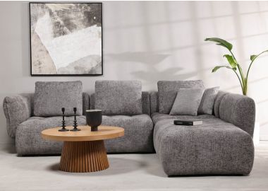 ספה פינתית ימין 291 ס"מ בד בגוון אפור כהה דגם אלקסה