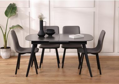 שולחן אוכל נפתח אפור קרמיקה 90*140 ס"מ דגם קומפקט