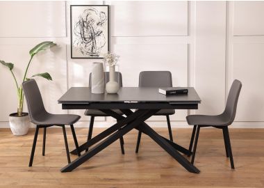 שולחן אוכל נפתח אפור קרמיקה 90*140 ס"מ דגם מיניס