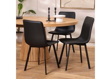 כסא פינת אוכל דמוי עור בגוון שחור דגם קולין