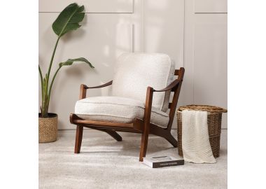 כורסא בד בגוון בז' משולבת ידיות עור חום דגם לונה