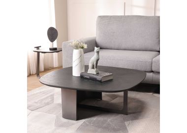 שולחן סלון 95*95 ס"מ פורניר בגוון שחור דגם טוקיו