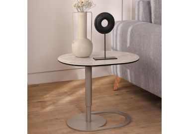 שולחן צד 40*55 ס"מ קרמיקה בגוון אפור דגם קאילו